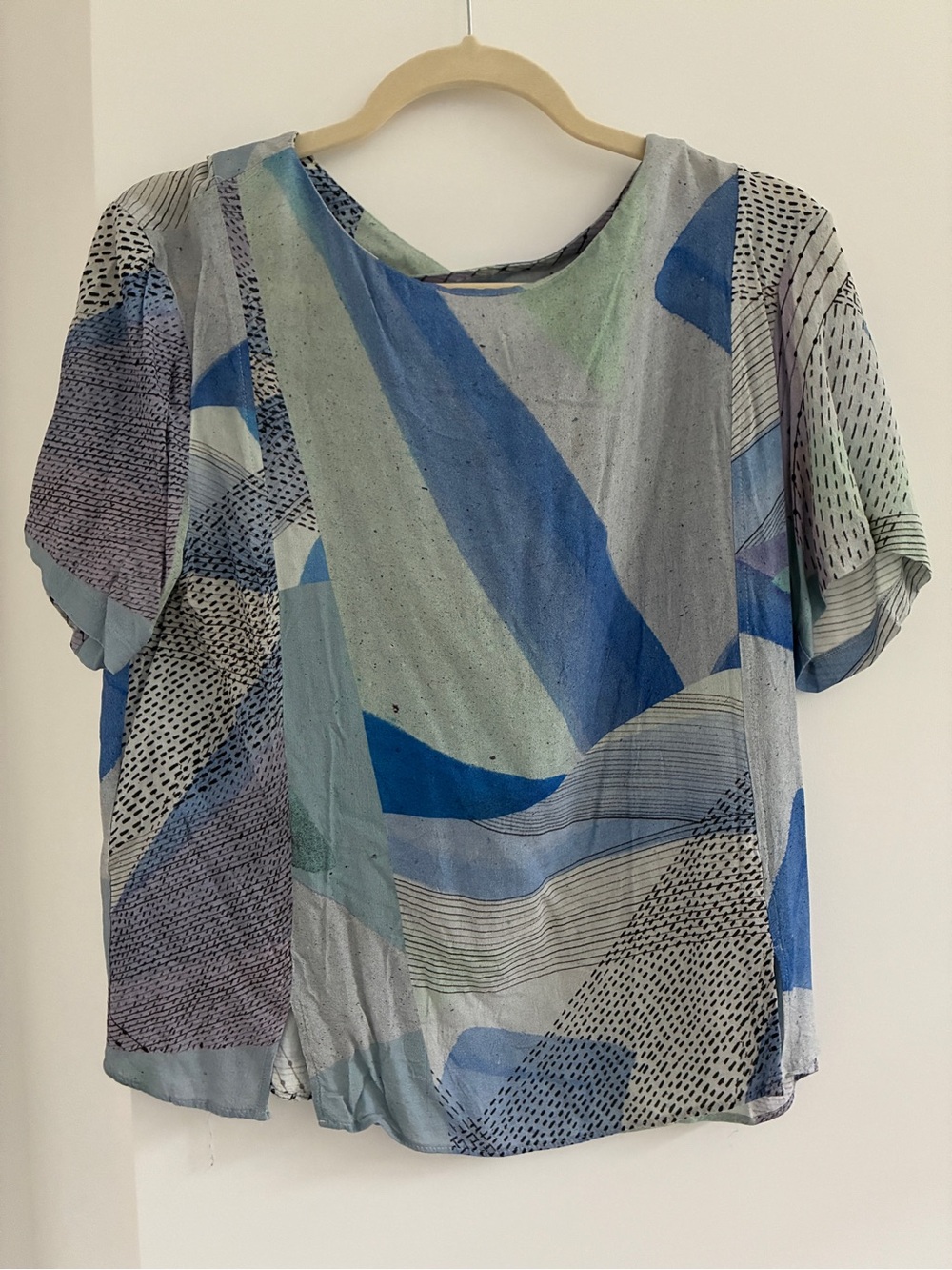 Blue Watercolor Painted Women’s Top